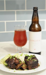 Braised Short Ribs, Cucumber Salad, and Goose Island Lolita