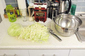 Cabbage and salt. About as simple as it gets.