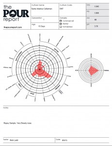 Sensory and analytic analysis form completed for the Sante Adairius culture.